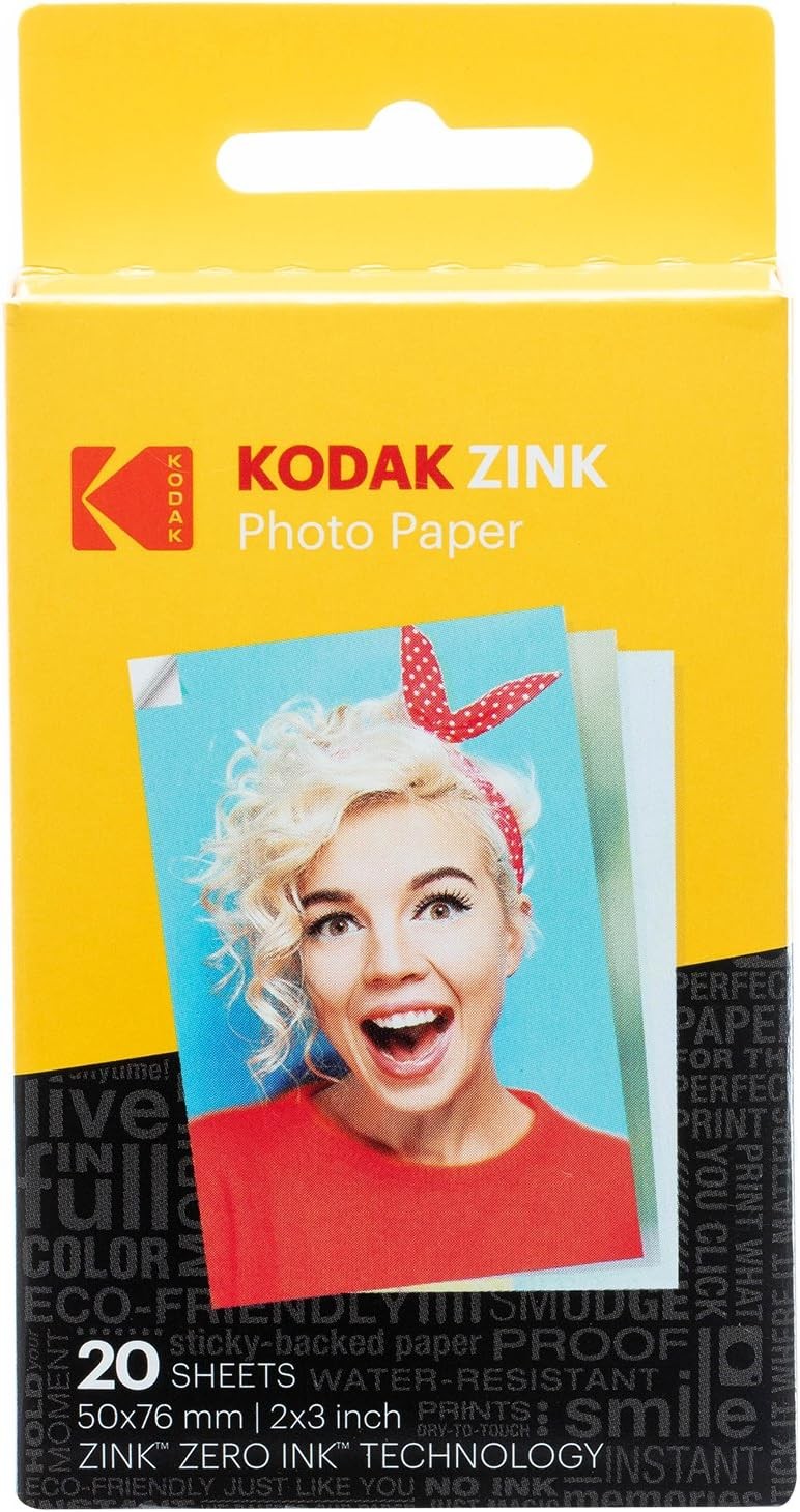 2x3 Premium Sticky-Backed ZINK Photo Paper (20 Sheets) - Compatible With Kodak