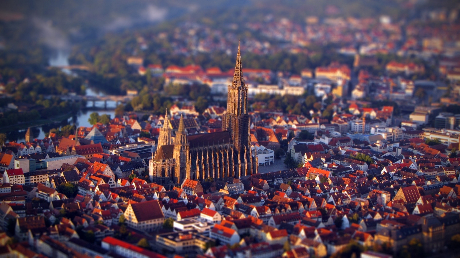 Landscape germany gothic architecture tilt shift city Custom Gaming Mat Desk