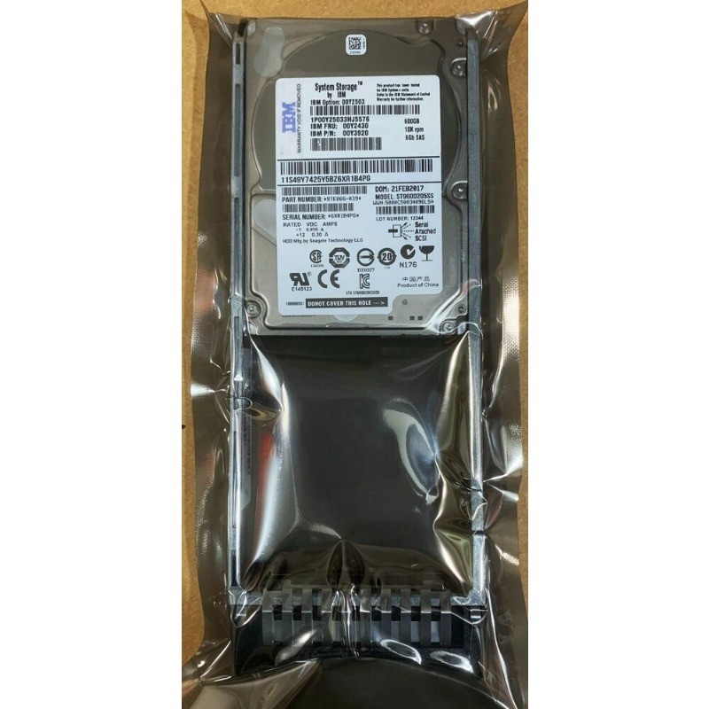 IBM 00Y2503 00Y2430 00Y5707 00MJ145 600GB 10K RPM 2.5 " SAS V3700 Hard Drive HDD