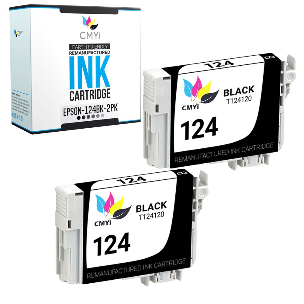 CMYi 2PK Replacement T124 Black Ink Cartridge for Epson Stylus NX230 NX330 NX420