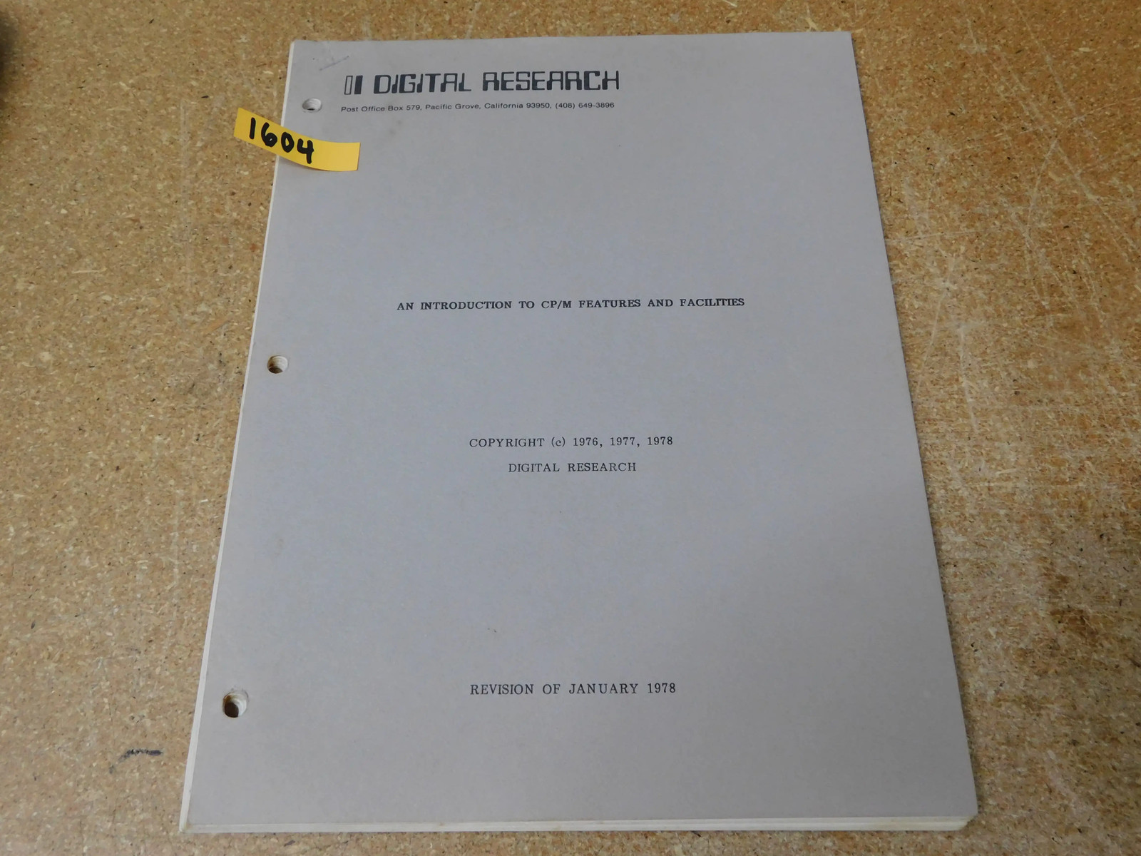 Digital Research An Introduction to CP/M Features And Facilities Revision 1978