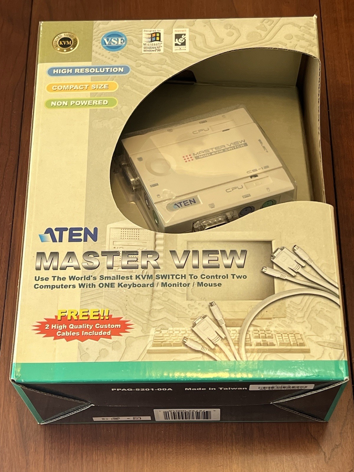 Vintage ATEN CS-12 Master View Mini KVM Switch Y2K Computer Tech Windows 98 VTG