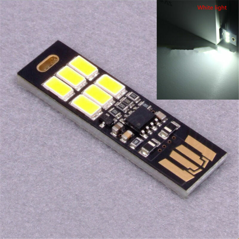 5X Pocket Card Lamp Bulb 6 LED Keychain Mini LED Night Light Portable USB Power