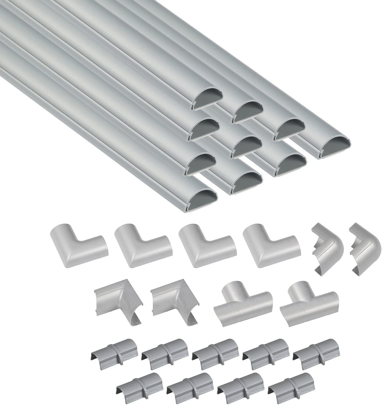 D-Line 157In Cord Cover Kit, Self-Adhesive Wire Hiders, Paintable Cable, Gray