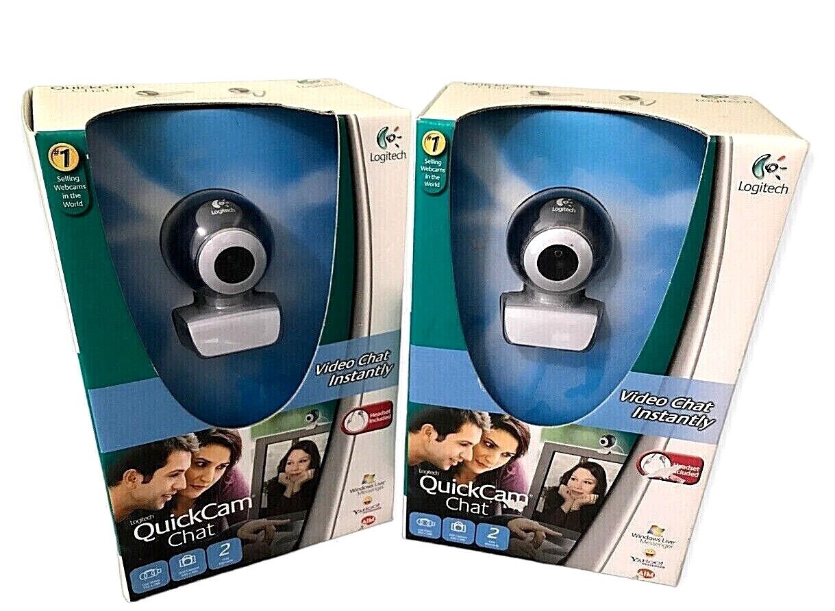 TWO New Sealed Logitech QuickCam Chat Webcams NIB 