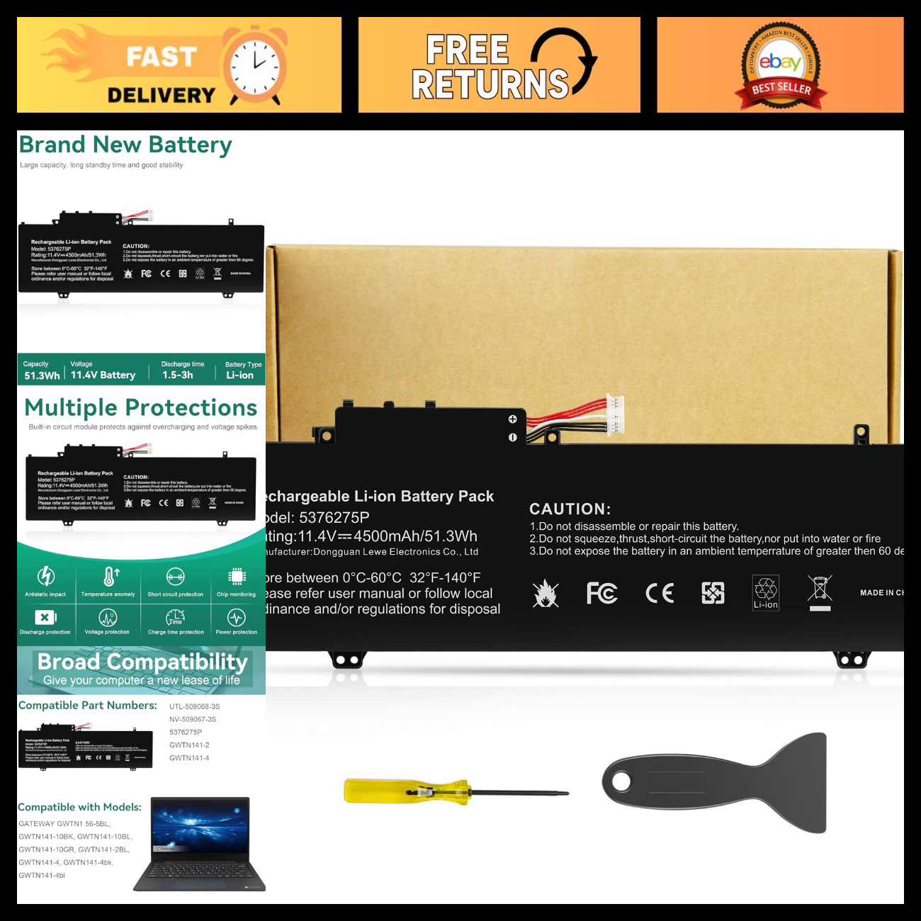 Laptop Battery Replacement for Gateway GWTN Series - High Capacity, Durable, Rel