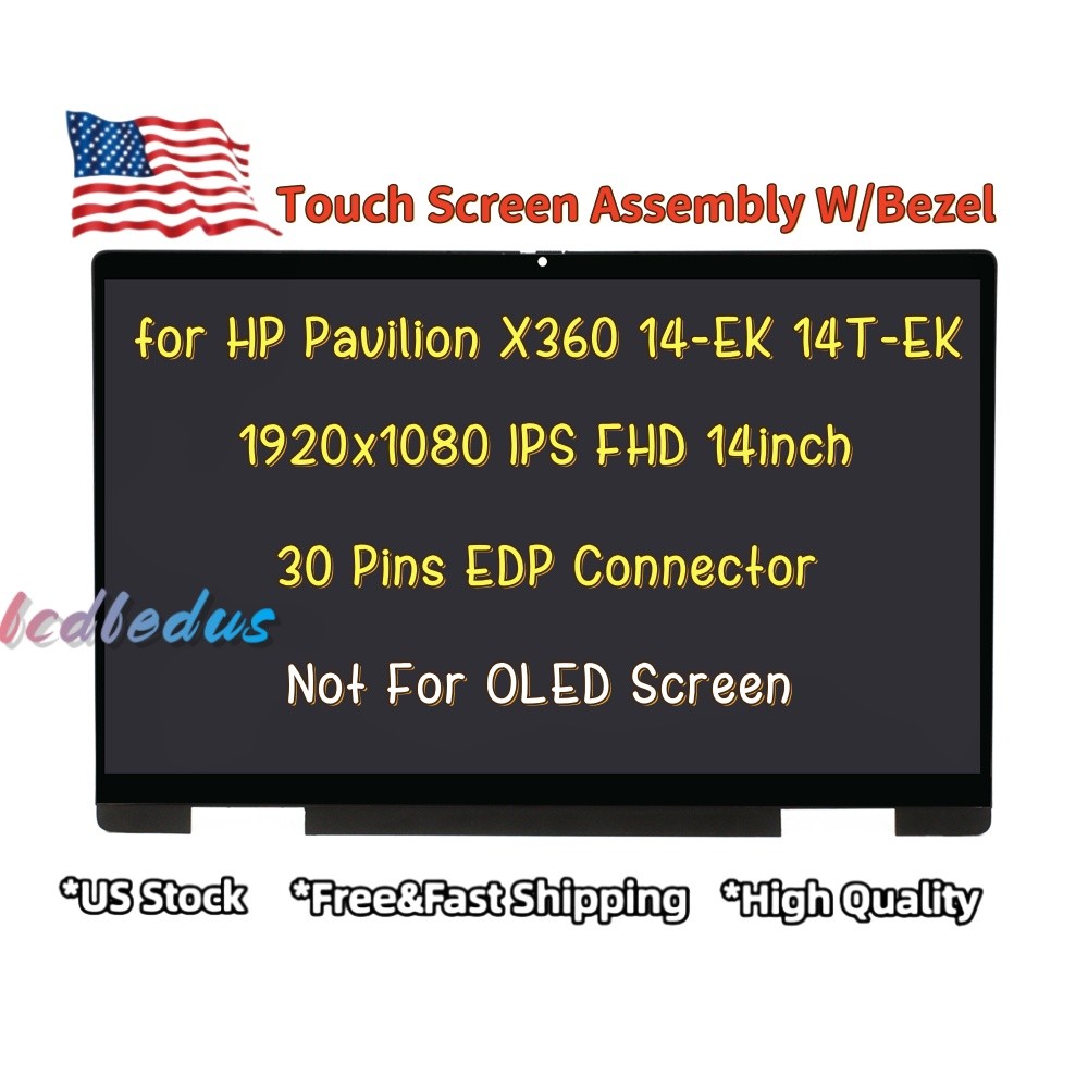 N09468-001 For HP Pavilion X360 14-EK 14T-EK N09469-001 LCD Touch Screen w/Bezel