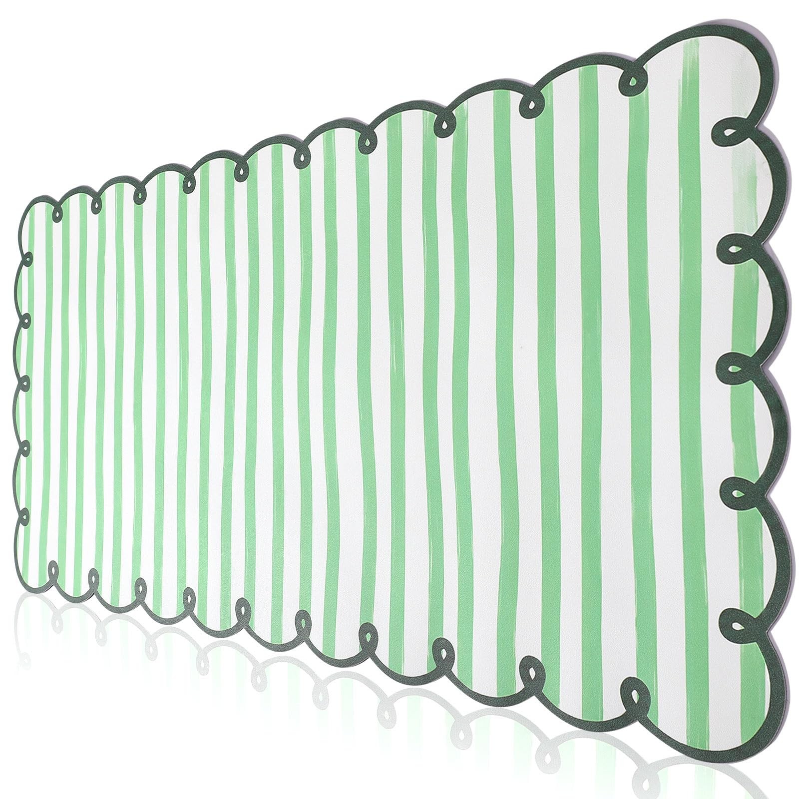Scalloped‌ Green Stripe Desk Mat 35' x 15.7'