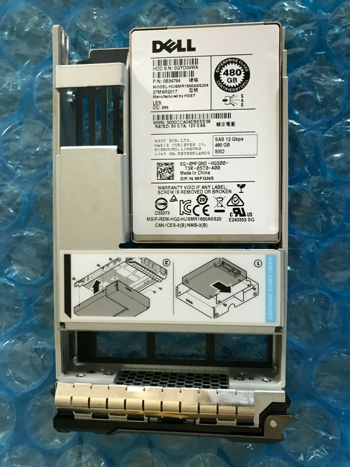 MFGN5 0MFGN5 DELL HITACHI 480GB SSD 2.5" SAS HUSMR1650ASS204 