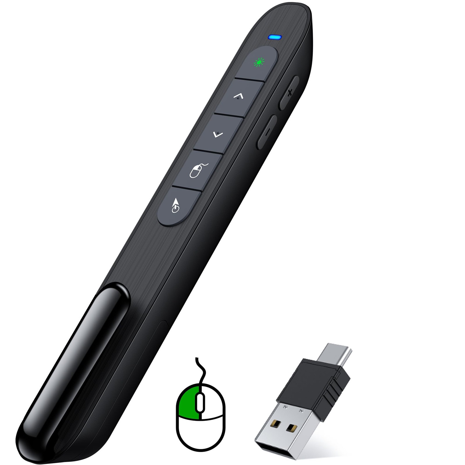 Green Light Wireless Presentation Clicker Green L Rechargeable Mouse