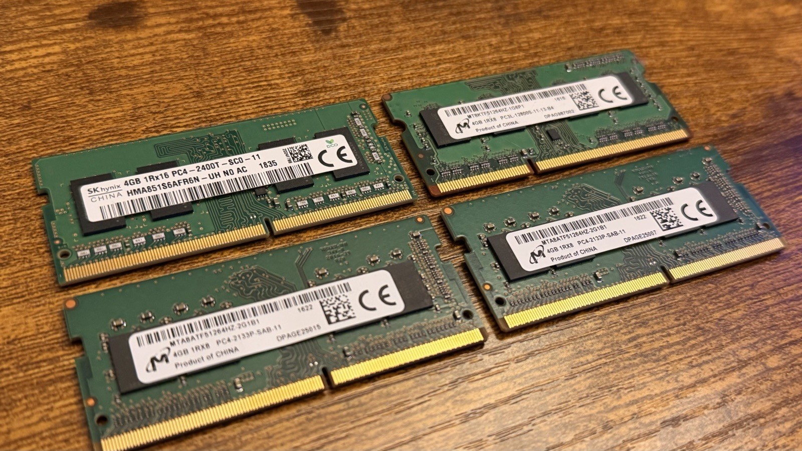 Laptop DDR4 RAM Modules (4) 4GB Micron/SKhynix 16GB Total