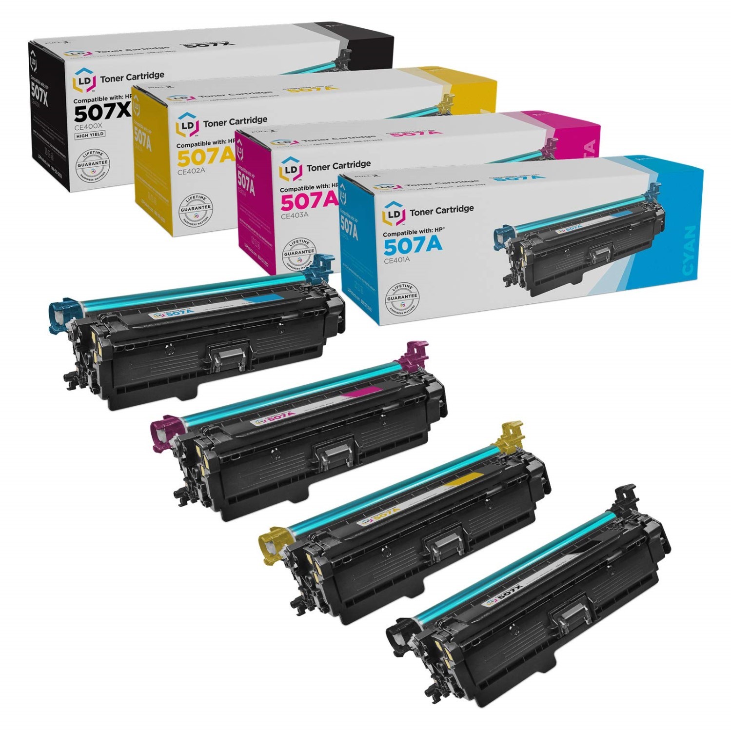 4PK LD Replacement 507X 507A Black/Color Toner for HP Laserjet M551 M551dn M575