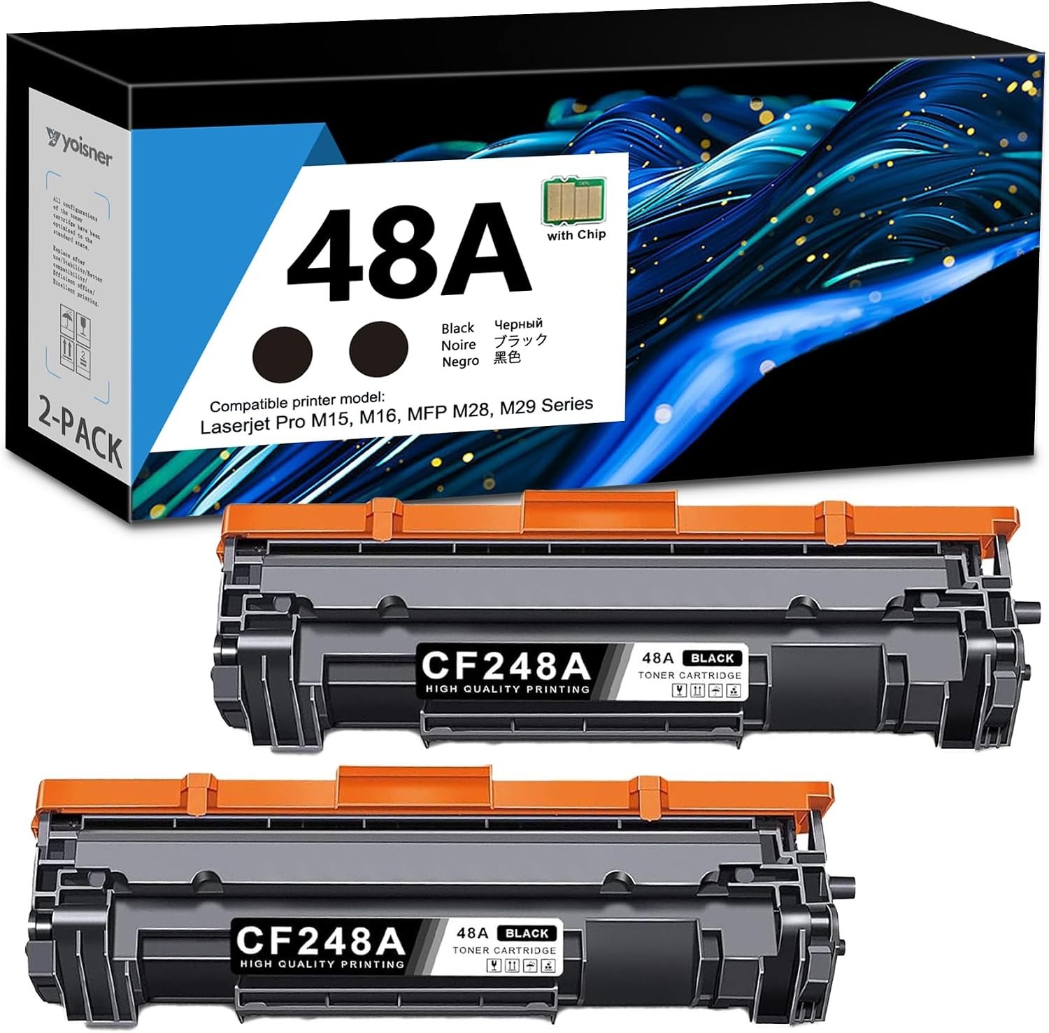 48A CF248A Toner Cartridge Black with CHIP for HP Laserjet Pro - 2 Pack