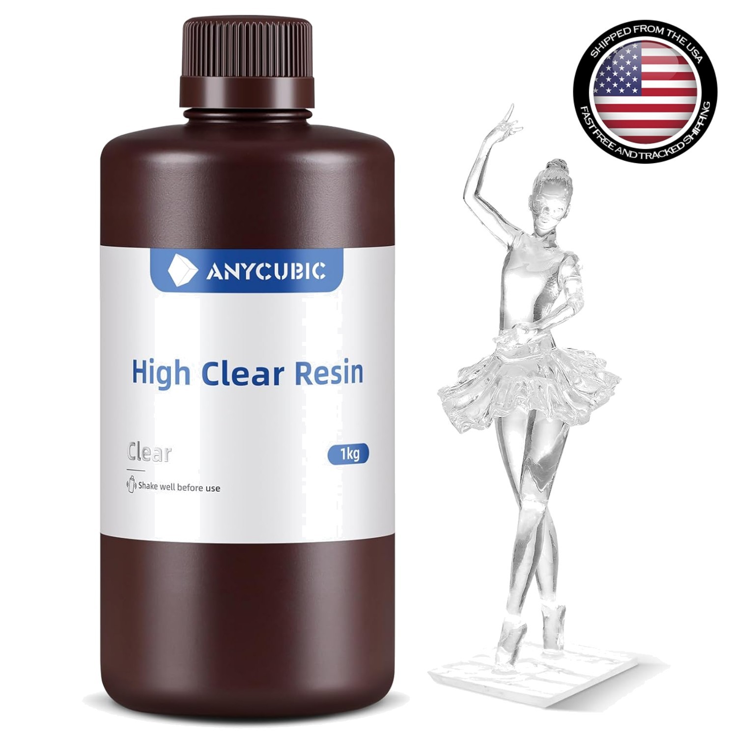 Tough High Clear 3D Resin 1kg - Yellowing Resistant for Superior Transparency