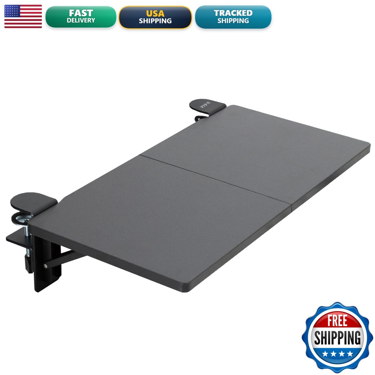 VIVO Clamp-on 24 x 12 inch Desk Extender for Sit Stand Desks Black DESK-EXT24