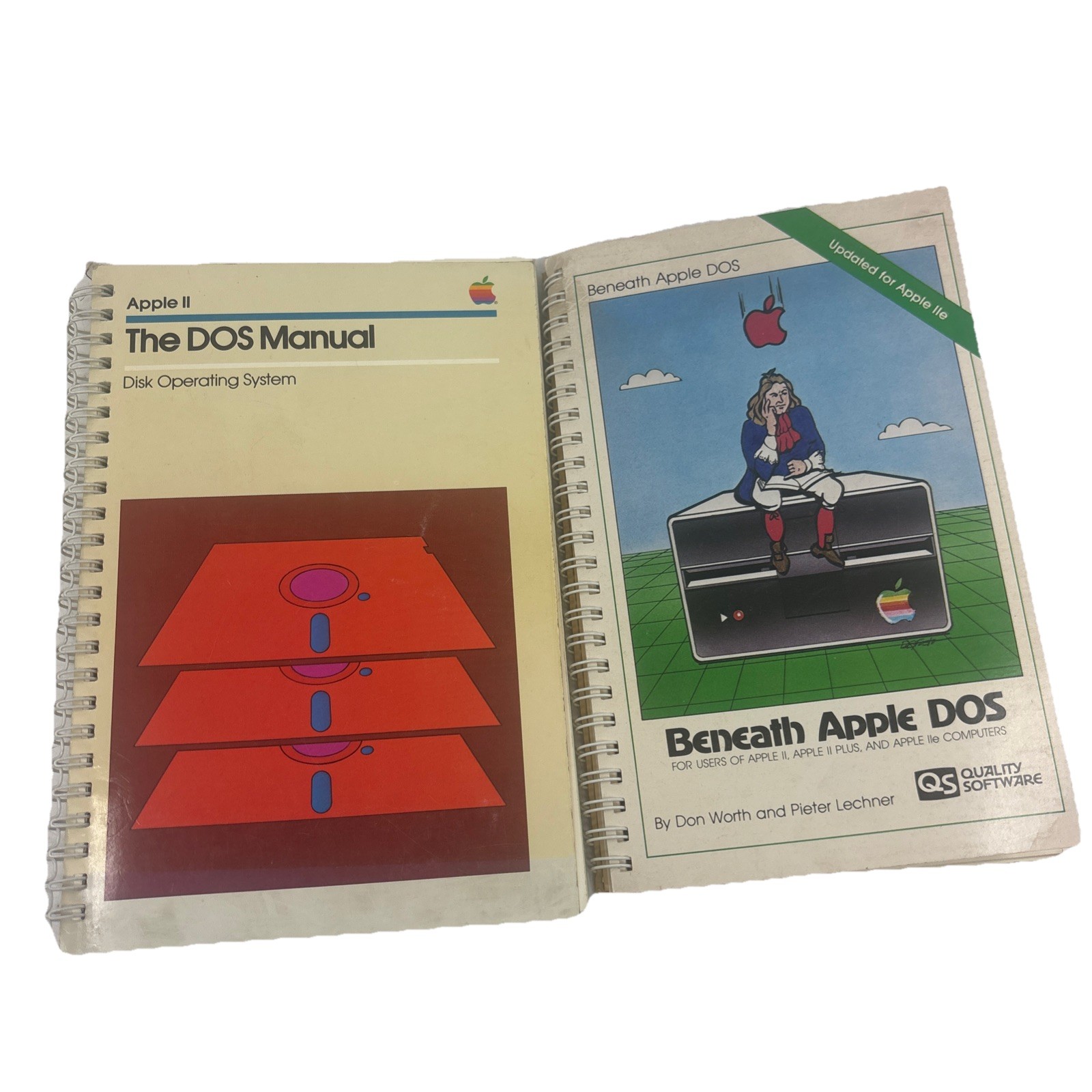 Lot of 2 Vintage Apple II DOS Manual & Beneath Apple Dos ii ii plus lle