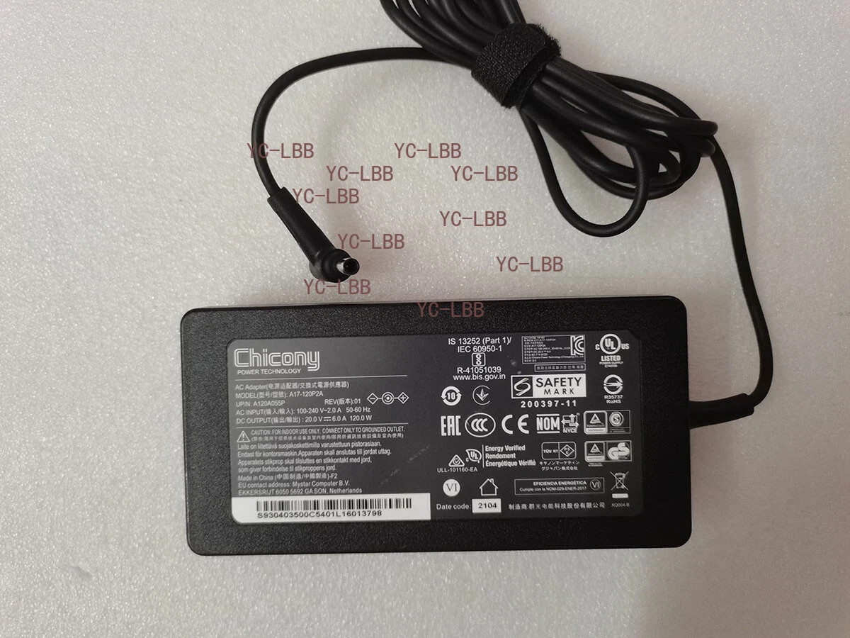 Chicony 20V 6A 4.5mm 120W A17-120P2A Original For MSI Thin A15 B7VE B7VE-214US