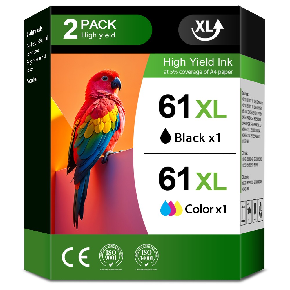 2PK 61XL Ink Cartridge Combo Pack Compatible for HP Ink 61 XL for Envy 4500 5530