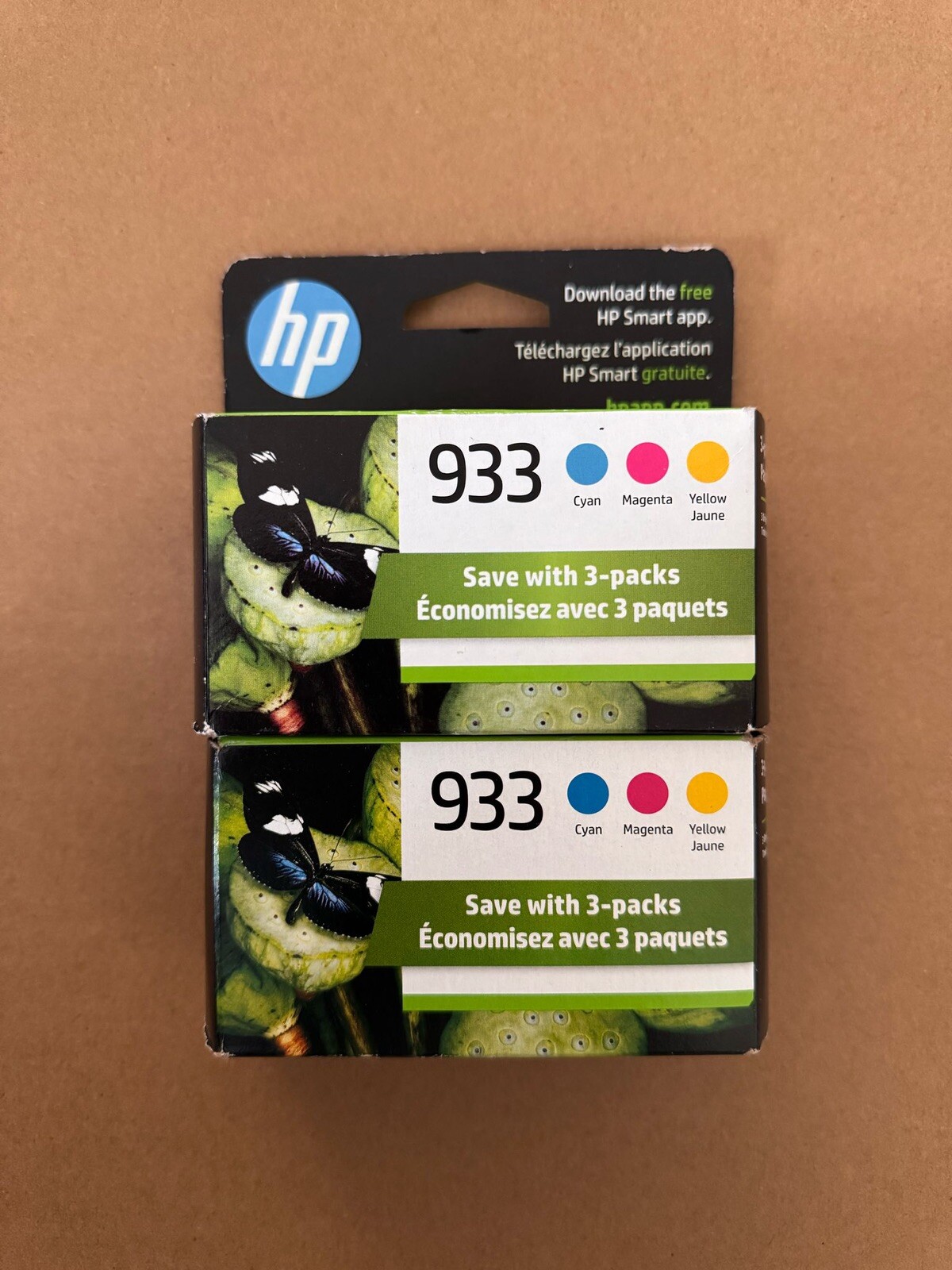 2Pk HP 933  Tri Color Ink Cartridges N9H65FN Exp 2024/2025