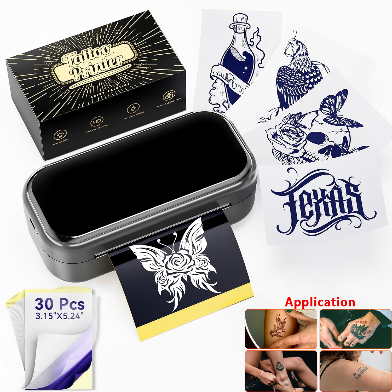 TP31 Mini Tattoo Stencil Bluetooth Tattoo Printer with 30pcs Transfer Paper
