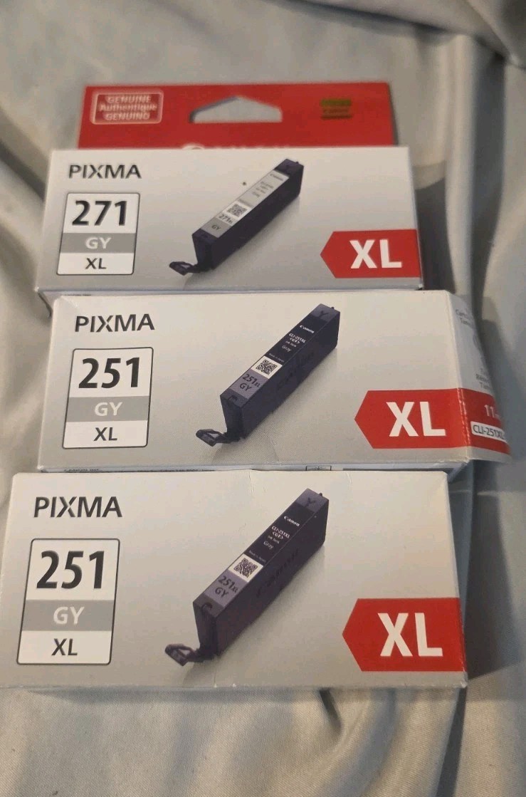 Lof Of 3 Canon CLI-271XL Gray High-Yield Ink Tank New Sealed