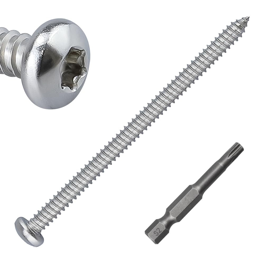 50pk #10 x 2-1/2" Pan Head Torx Self Tapping Screws, 304 SS + Bit