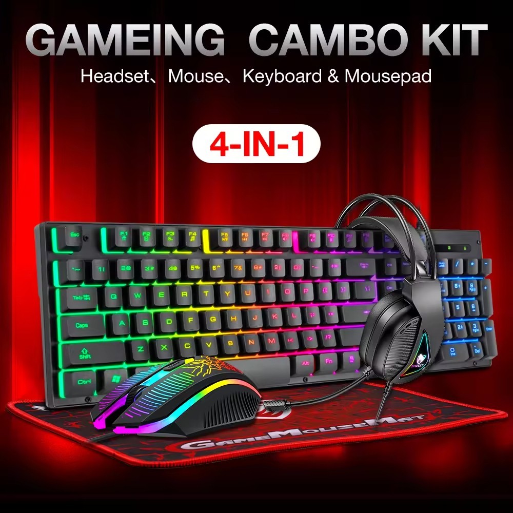 4 In 1 SET Gaming Headphone Mouse Pad Mouse And Keyboard Combos