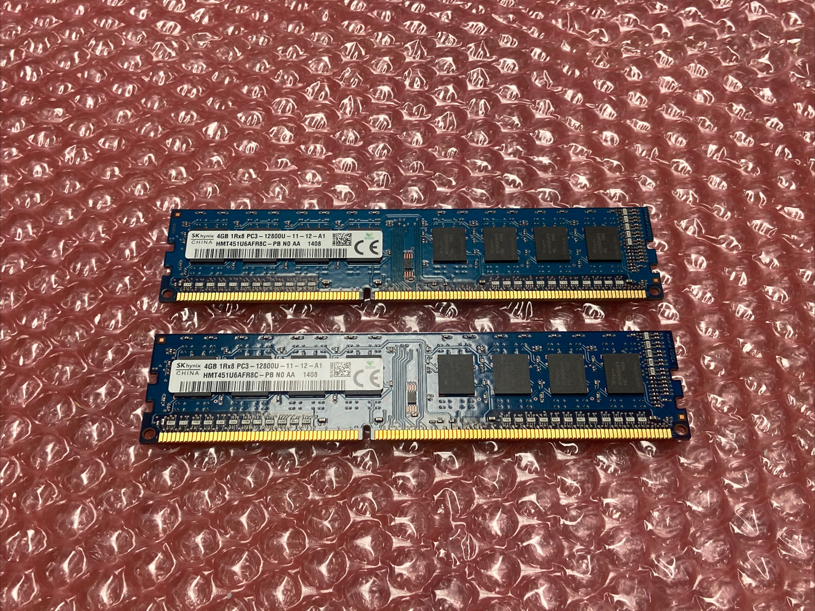 Lot of 2 SK Hynix 4GB (8GB) 1Rx8 PC3-12800U HMT451U6AFR8C-PB