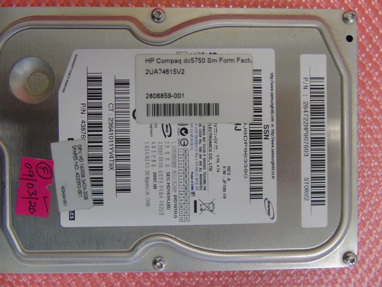 Samsung HD161HJ, HP Compaq dc5750 Desktop PC 160GB SATA , 3.5" HDD, 2007.09