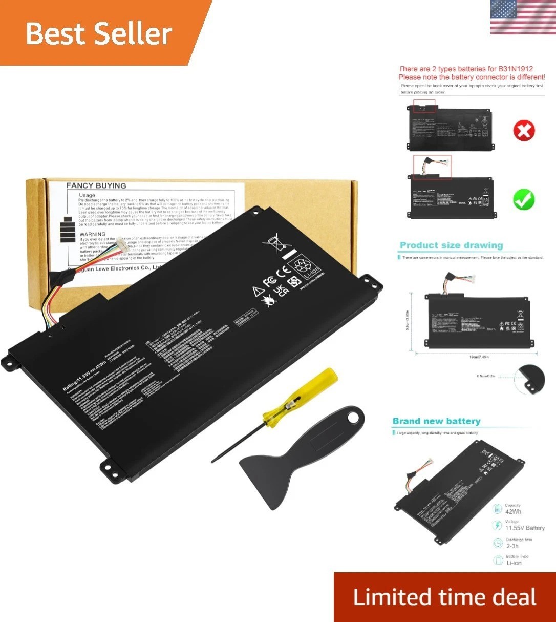 Dependable 3-Cell 42Wh B31N1912 Battery for ASUS VivoBook Laptops – Easy Install