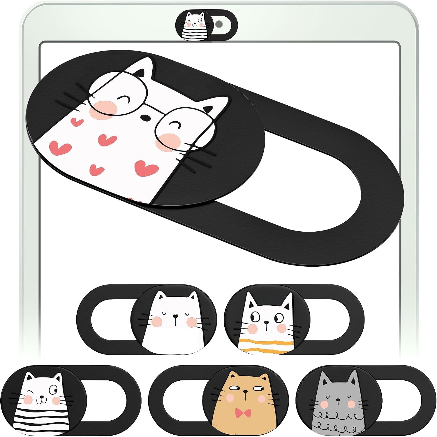 6pk Laptop Camera Cover Slide with Cute Cats, Cell Phone Camera Cover for Pri...