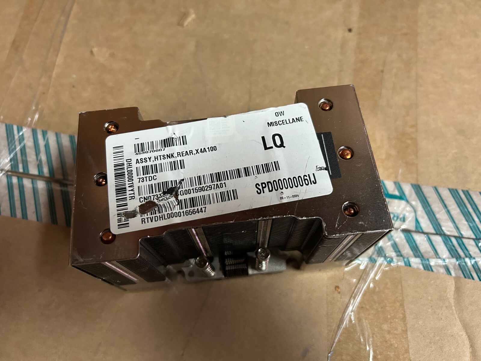 Genuine Dell PowerEdge XE8545 Graphics Card Rear SXM4 Heatsink 73TDC 073TDC