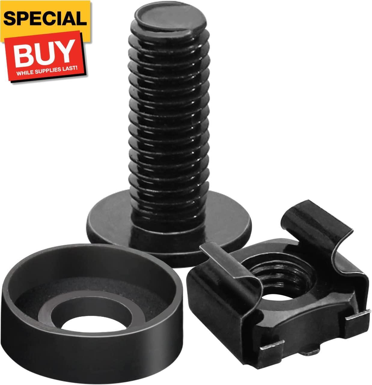 50-pack M6 X 16mm Computer Rack Mount Cage Screws and Nuts & Washers for Rack Mo