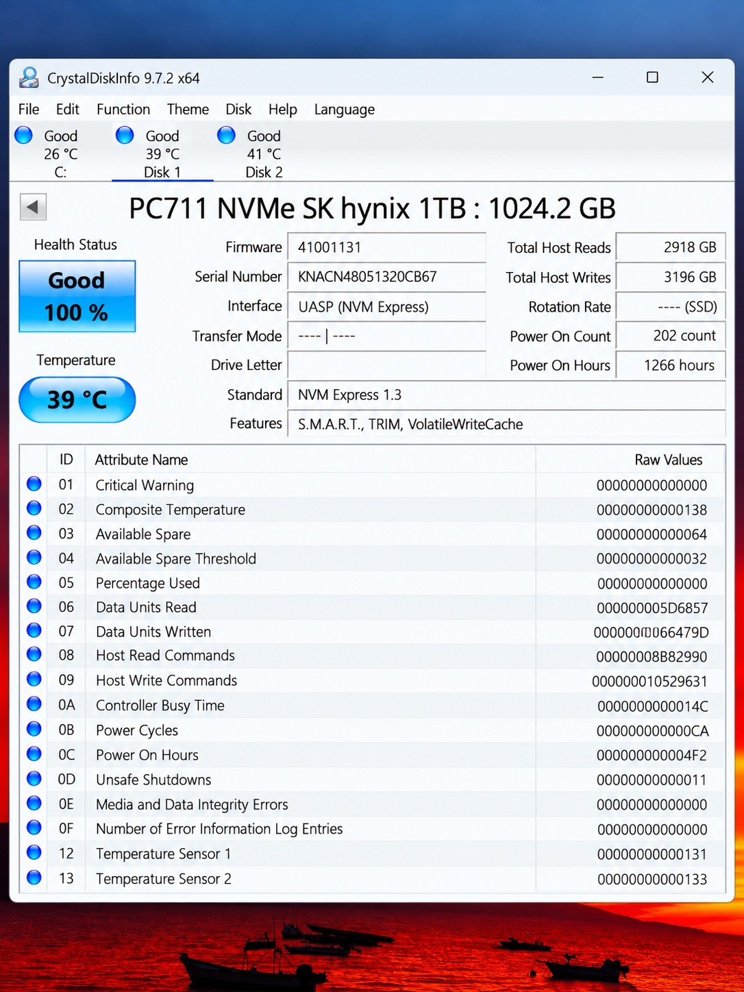 SK hynix PC711 1TB M.2 2280 NVMe PCIe Gen 3 SSD 100% Health Tested