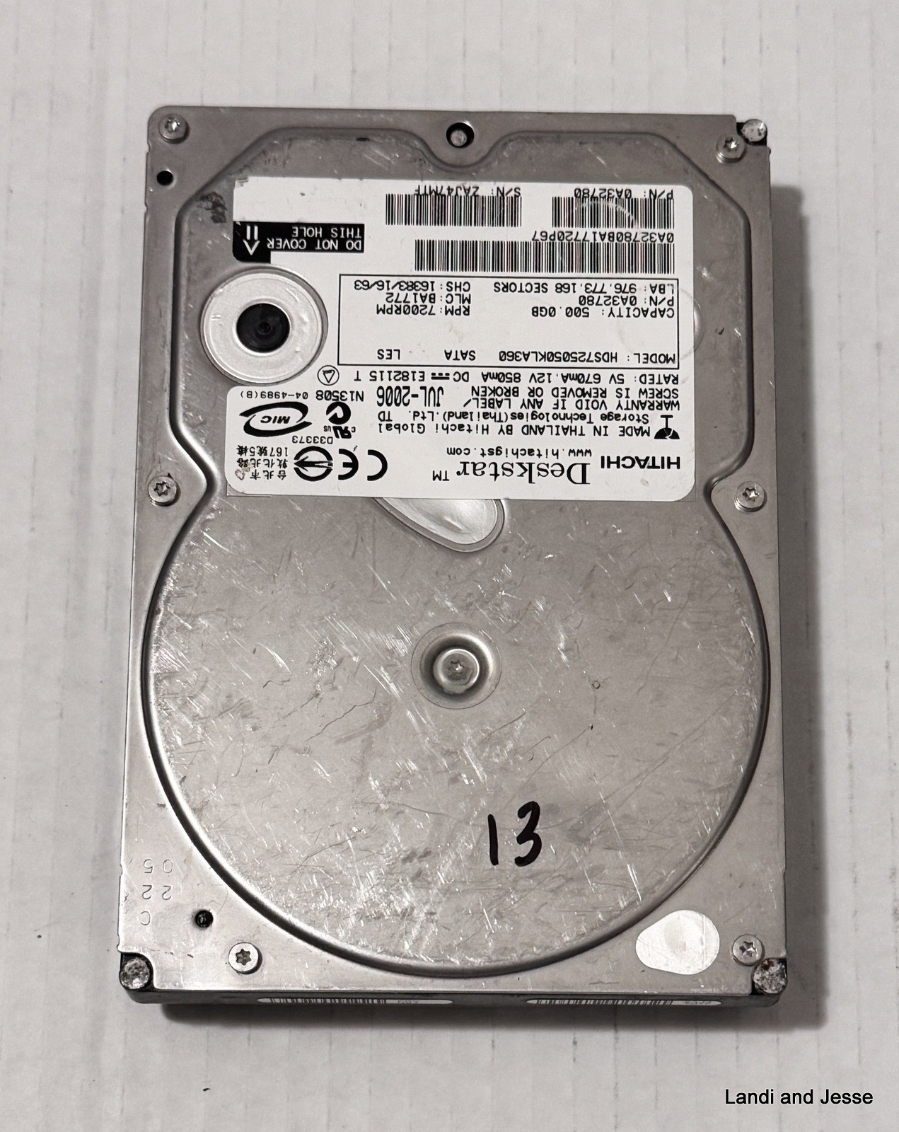 0A32780 Hitachi Deskstar 500 GB 7200 RPM 3.5" HARD DRIVE HDS725050KLA360