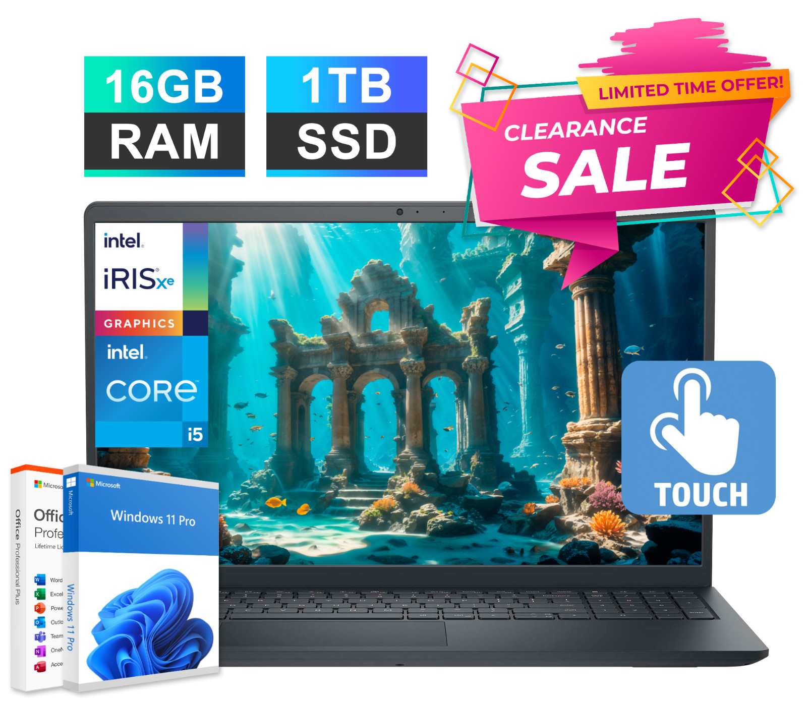 2026 Dell Laptop Inspiron 15.6" Touch Intel i5-1334U 16GB RAM 1TB SSD Win 11 Pro