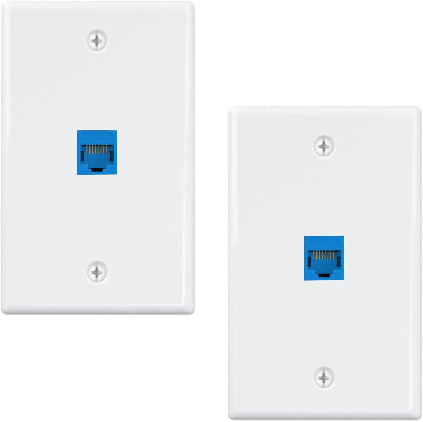 2-Pack Cat6 Ethernet Wall Plate with 1-Port Keystone, Blue | 1-Port Keystone