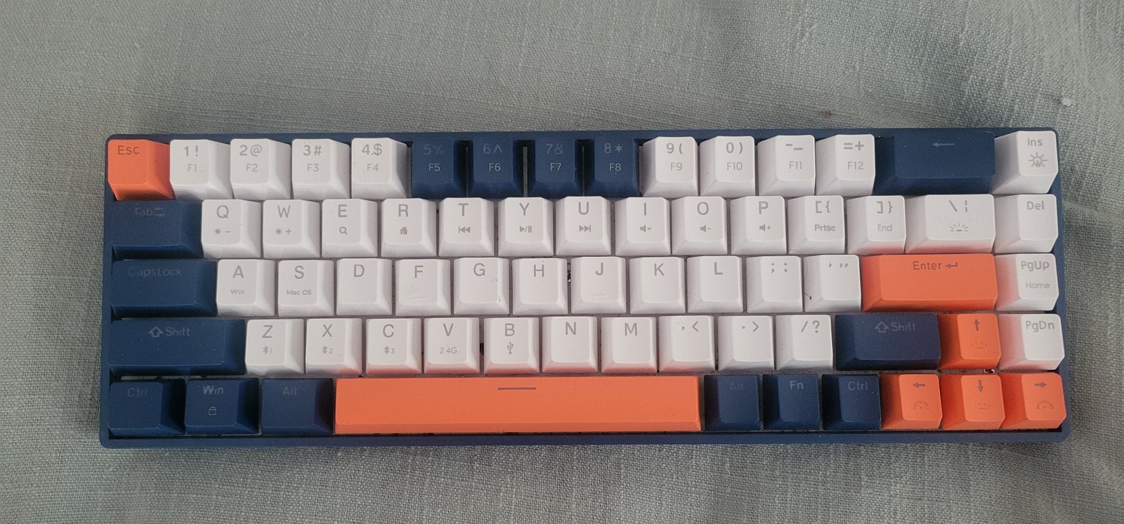 IQUNIX F96 "Coral Sea" Three-Mode Mechanical Keyboard — Navy, White & Orange