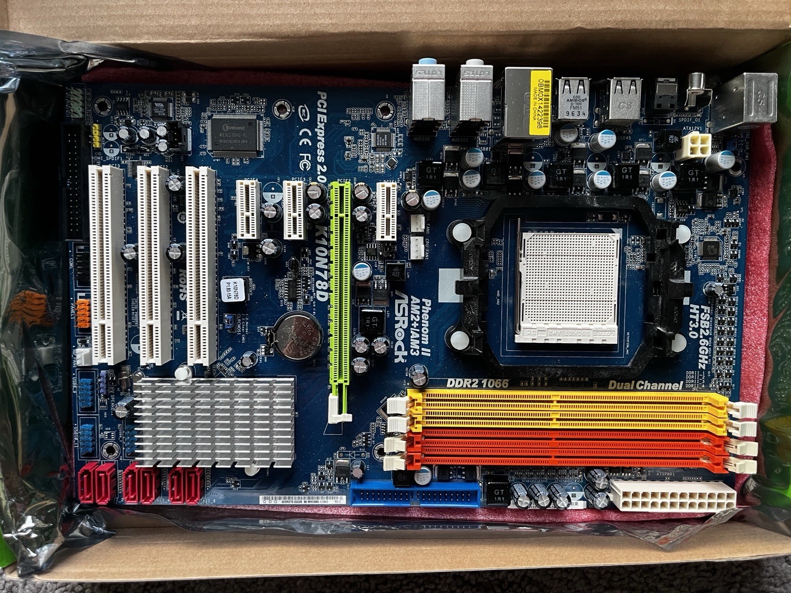 Asrock K10N78D DDR2 AM3 Motherboard nForce 720D Chipset Tested CIB
