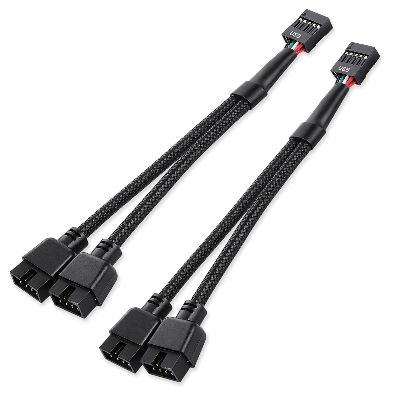 2 Pack USB Header Splitter, Motherboard USB 2.0 to Dual 9 Pin Extension for Inte
