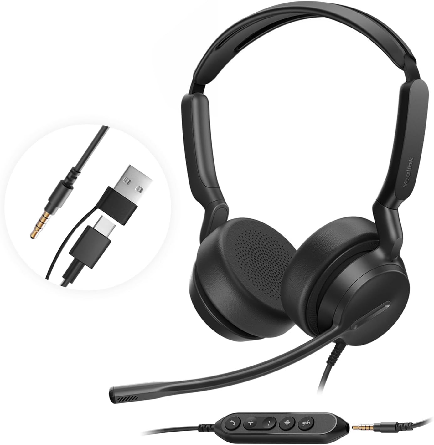 UH42 SE Wired Headset with Mic, 3.5MM & USB-A/C, In-Line Controls