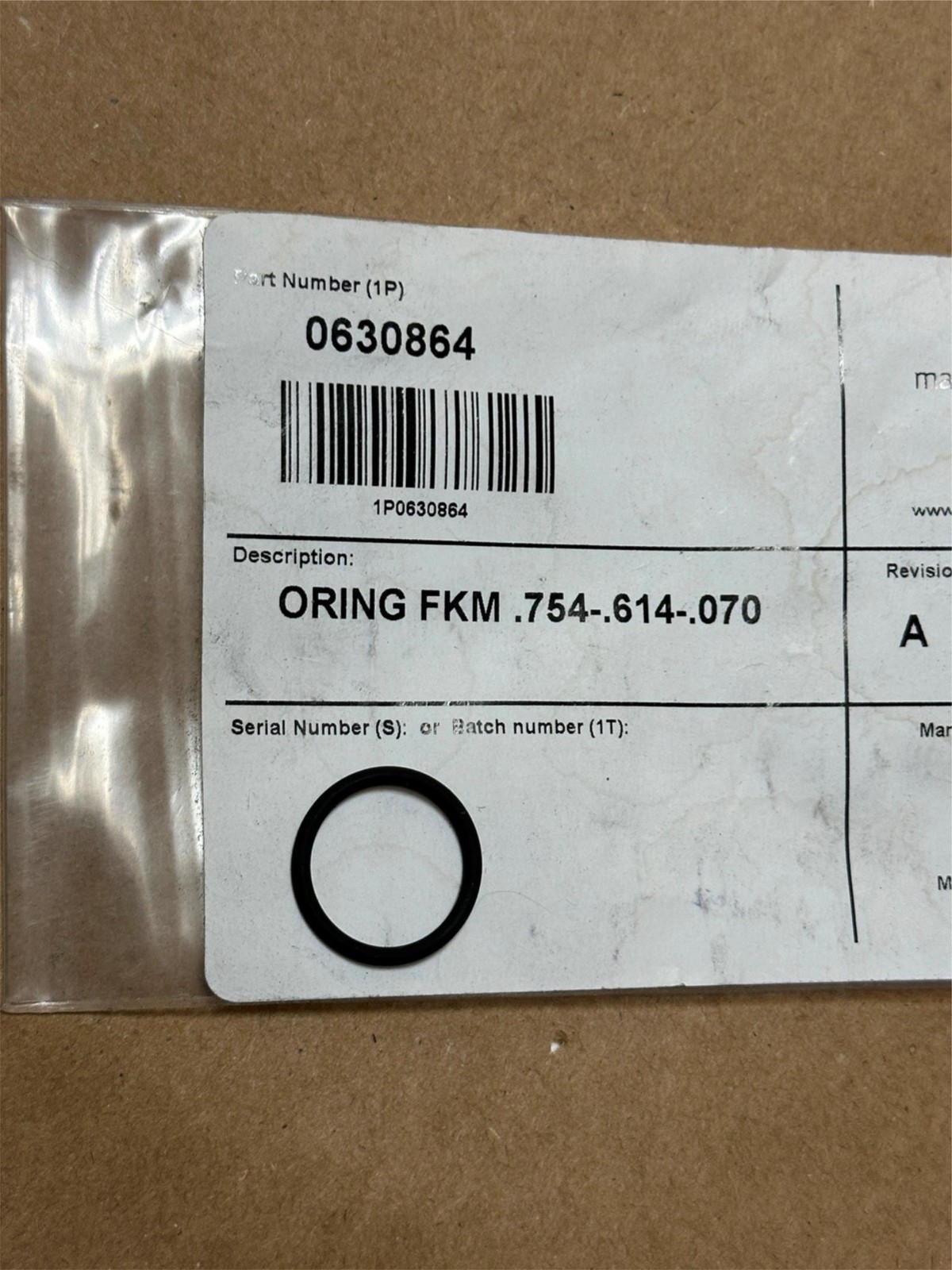 Markem Imaje 0630864 Original O-Ring FKM .754 x .614 x .070