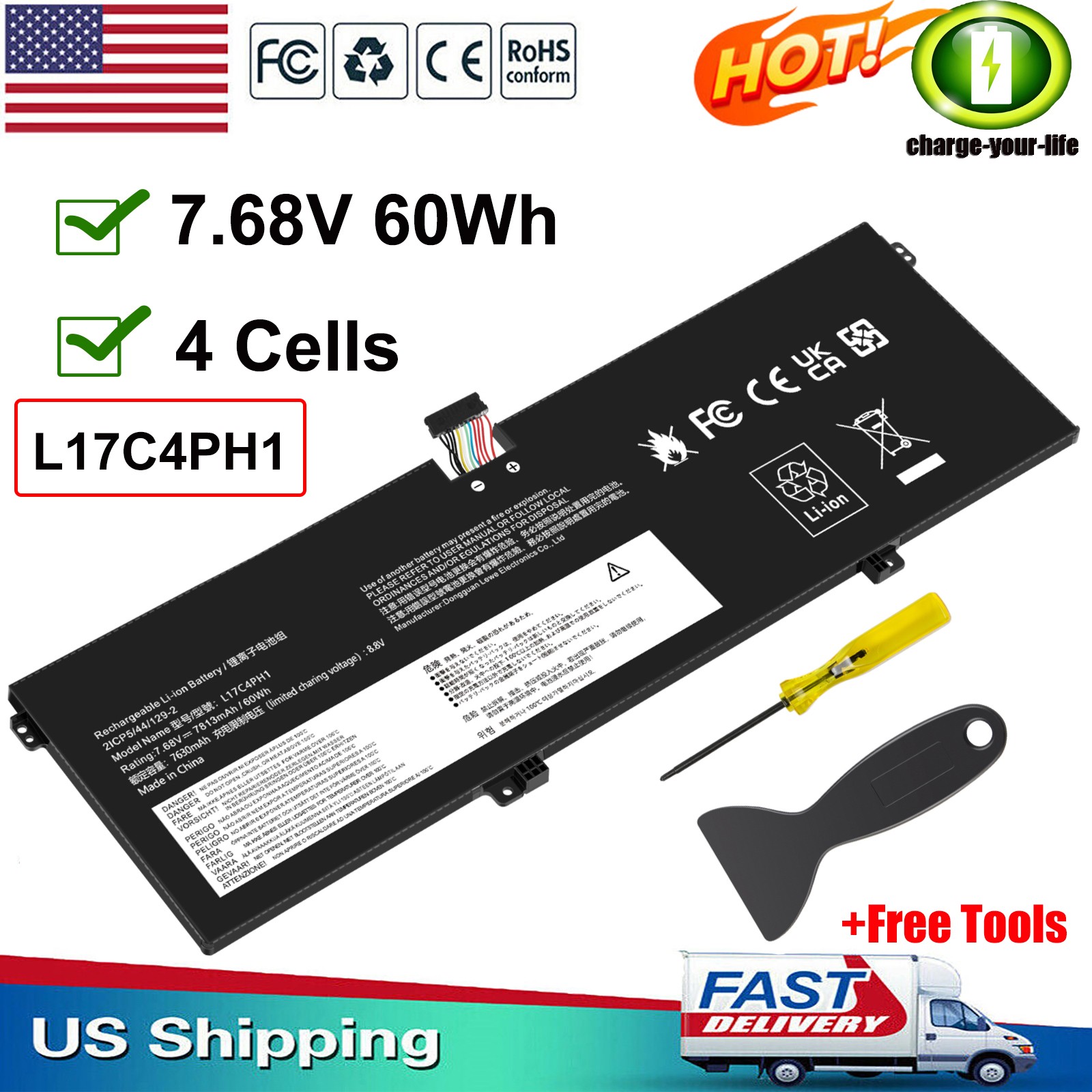 L17C4PH1 Laptop Battery For Lenovo Yoga 7 Pro-131KB C930-13IKB Series L17M4PH1
