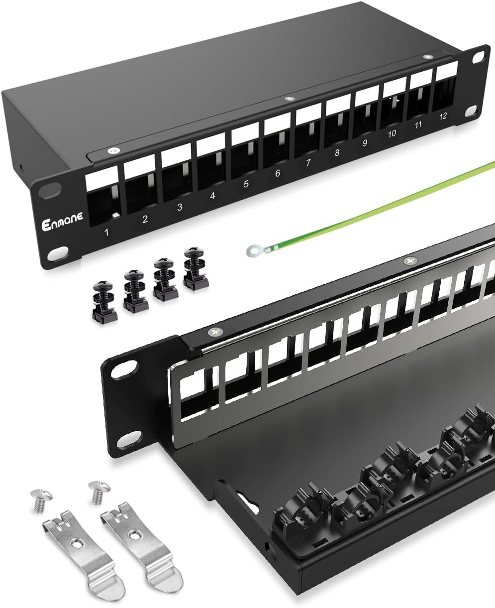 12 Port Blank Keystone Patch Panel for Rackmount &Wall Mount STP/UTP 1U10 Inch N