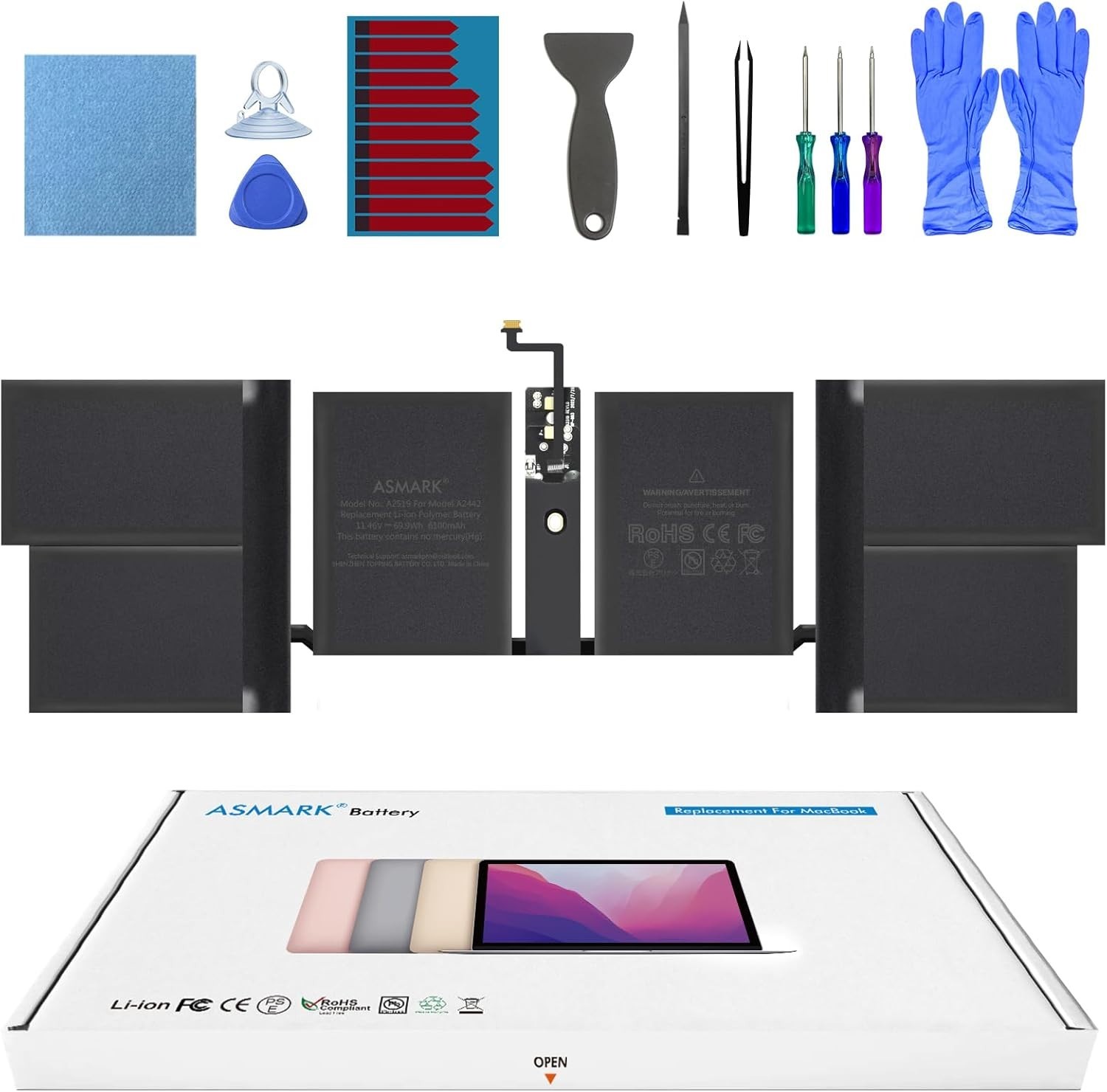 Replacement Battery for MacBook Pro A2442, 14-Inch, 2021, Battery Model A2519