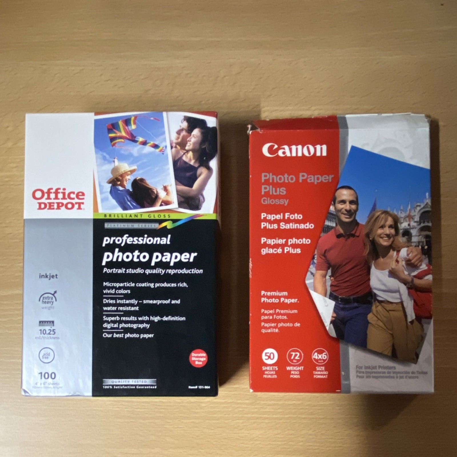 Canon Glossy Photo Paper 4x6 50 Sheets & Office Depot Gloss Inkjet 100 Sheets