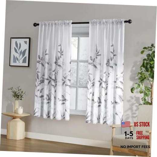Non-See-Through Light Grey and White 52"W x 63"L (Pack of 2) Leaves-light Grey