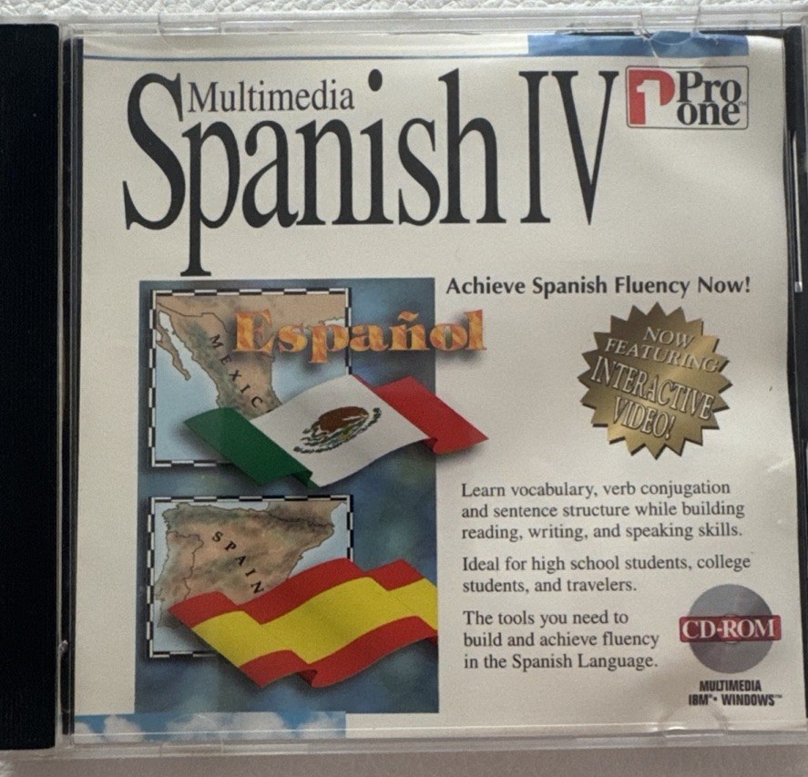 Multimedia Spanish IV IBM & Windows CD-ROM. Very Good Condition - 