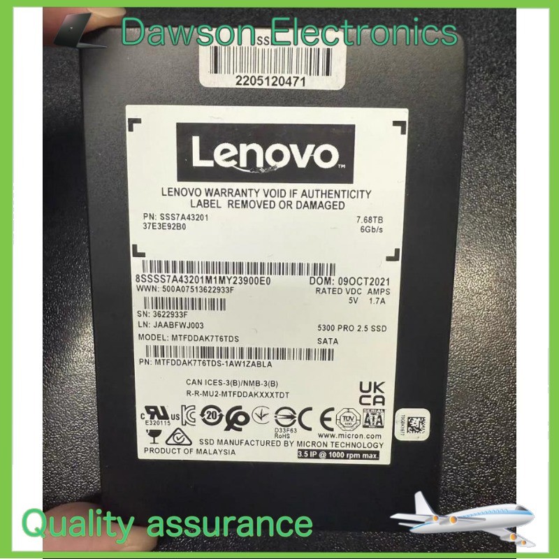 Micron Lenovo 5300 PRO 7.68TB 2.5" SATA 6Gb/s SSD MTFDDAK7T6TDS-1AW1ZABLA