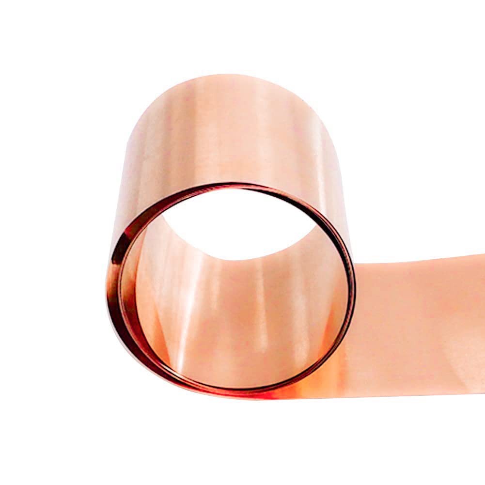 Pure Copper Metal Foil Roll, 0.1mm Thickness x 100mm Width x 1M Length, 99.9% Co